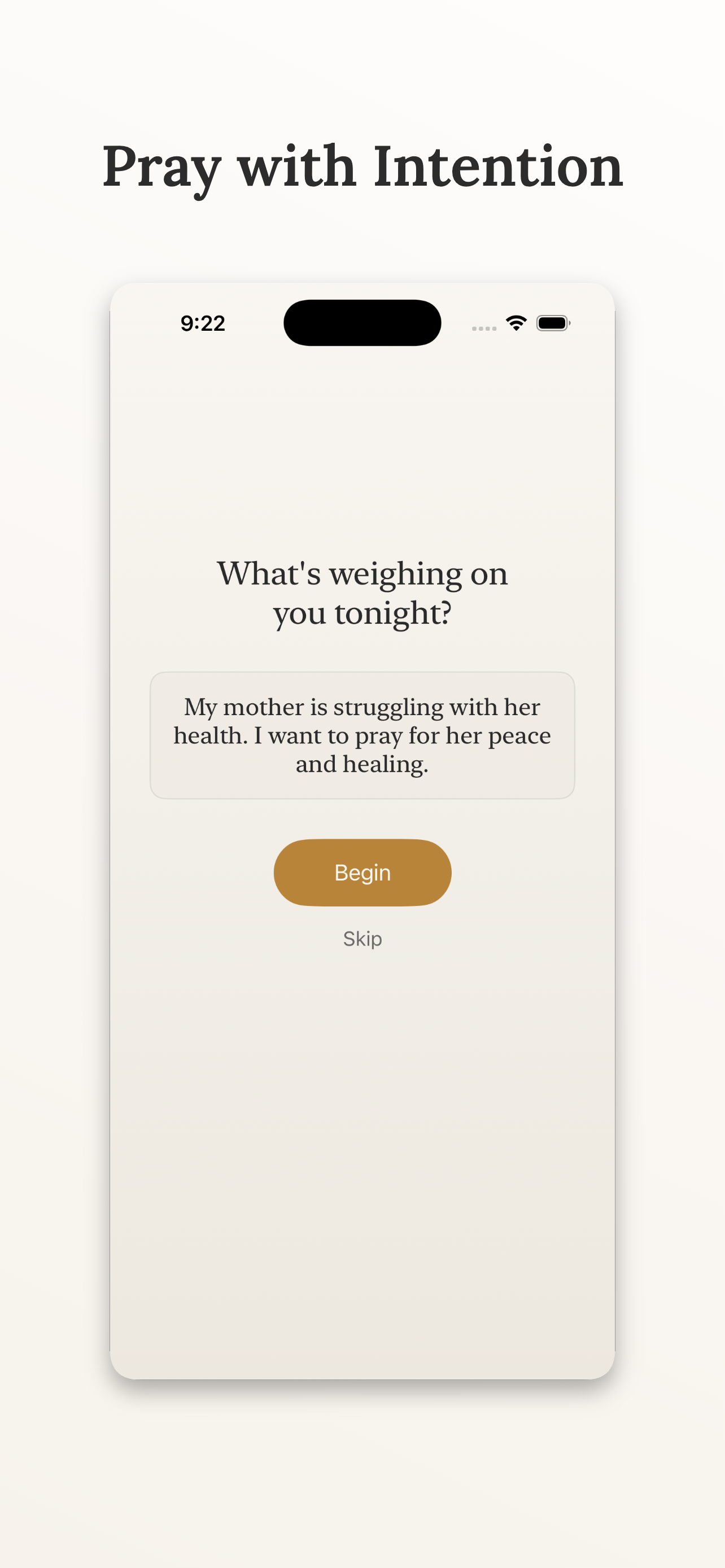 Entering your prayer intention